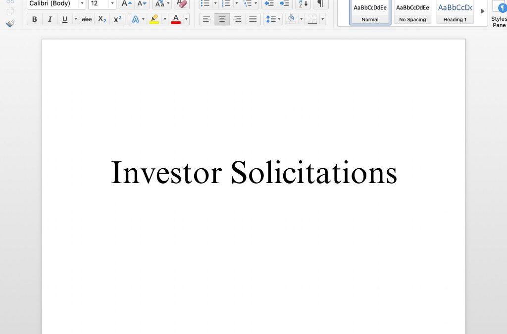 Investor Solicitations – Free Template