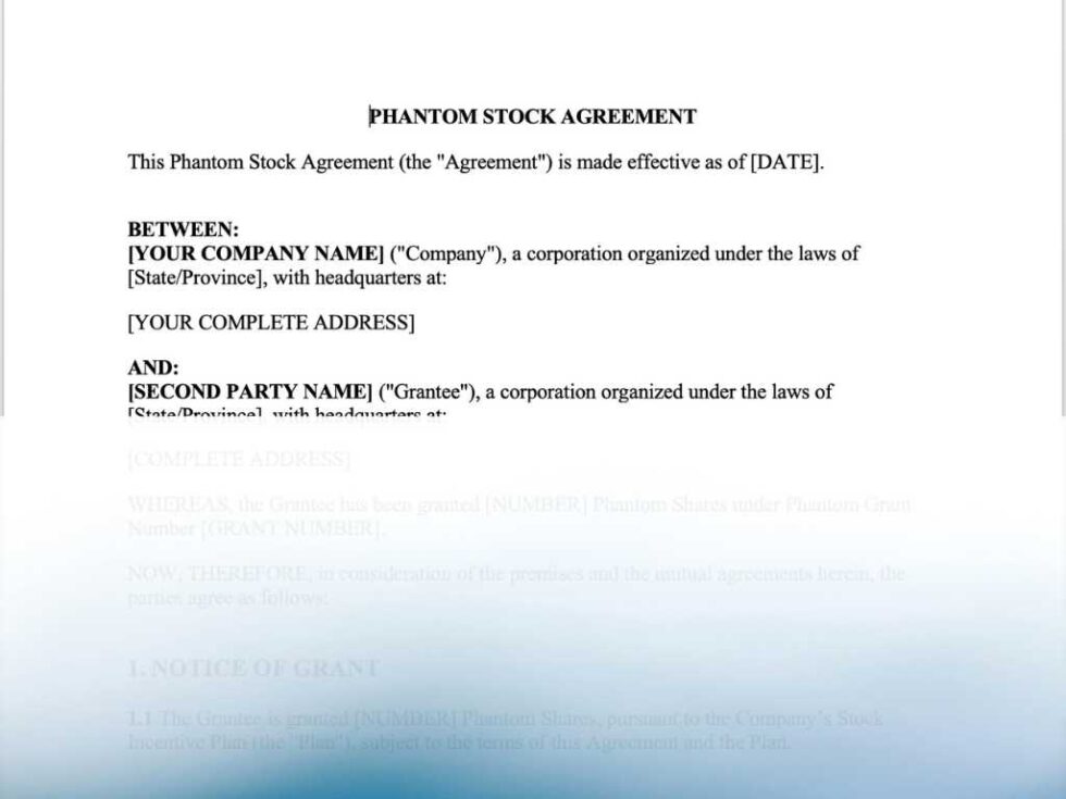 Phantom Stock Agreement Law for